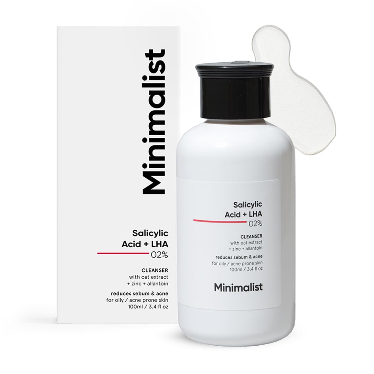 Minimalist Face Wash for Oily, Acne Prone Skin | Salicylic Acid 2% Anti Acne Face Cleanser With LHA & Zinc | Sulphate free Gentle BHA Liquid Exfoliant | For Women & Men | 3.4 Fl Oz / 100 ml