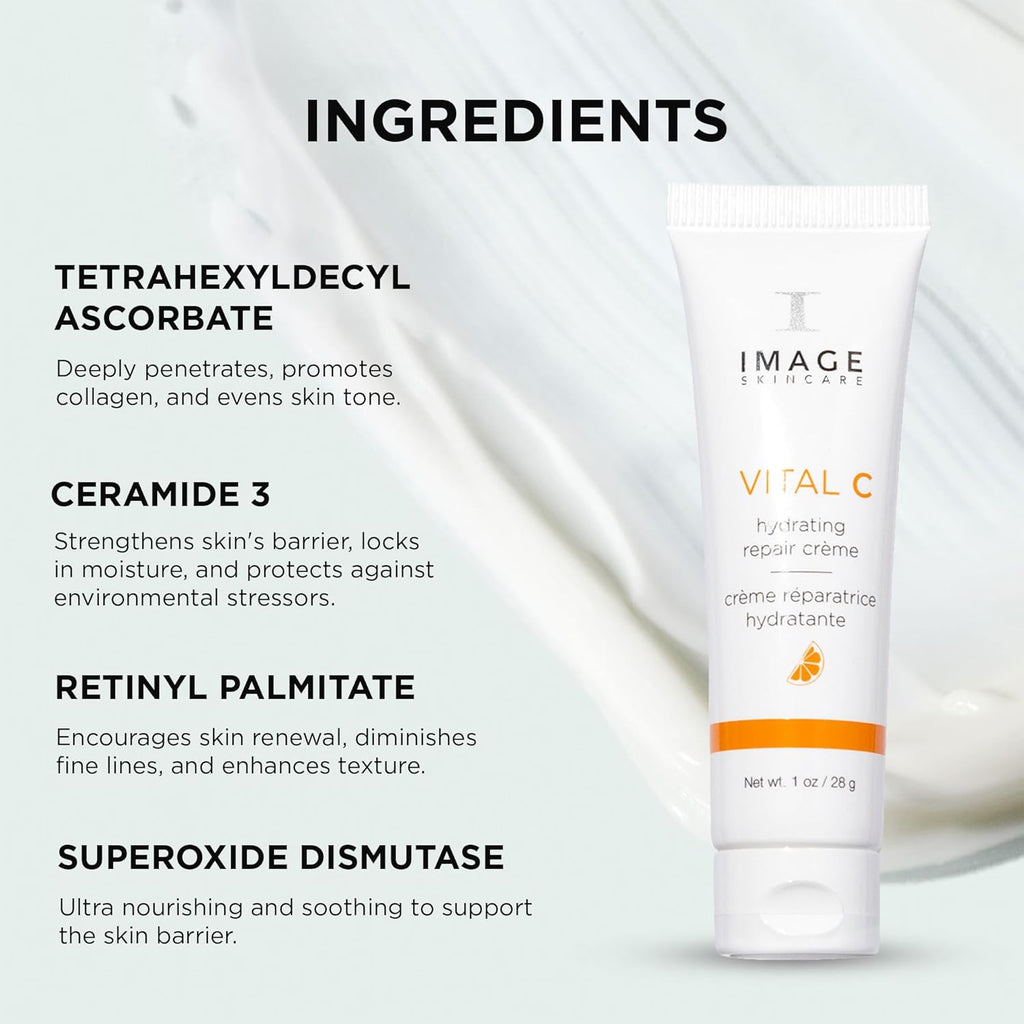 IMAGE Skincare, VITAL C Hydrating Repair Crème, Face Night Cream Moisturizer with Hyaluronic Acid, for Dry Skin, Full-Size, 2 fl oz